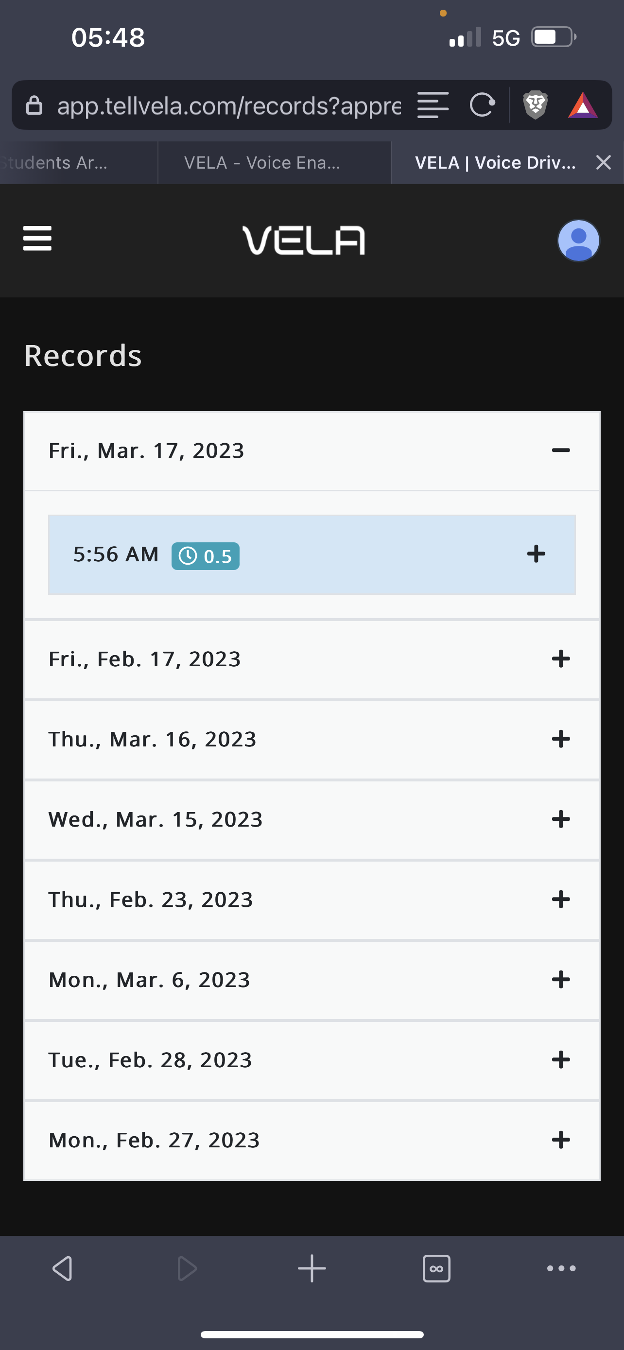 VELA Interface - Competency Mapping