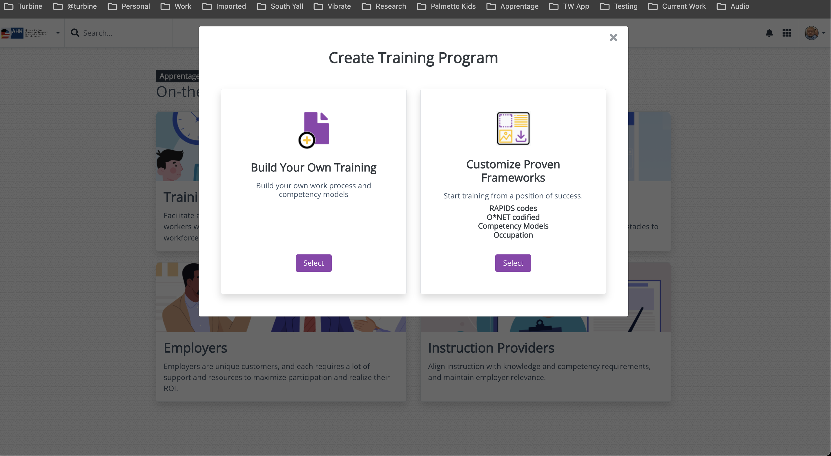 New apprenticeship workflow showing program creation and setup